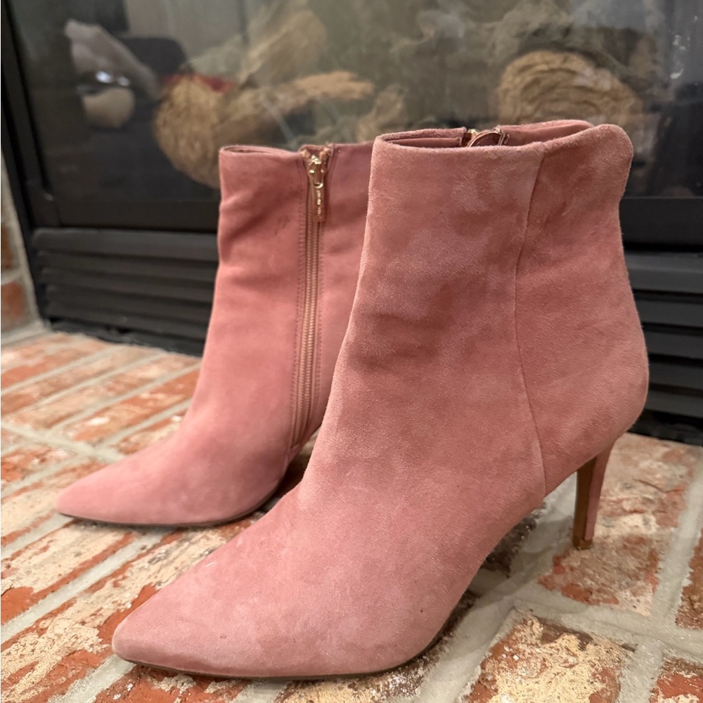 Pink Suede Ankle Boots
